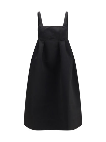 Ganni Duchesse satin midi Dress with corset - Black