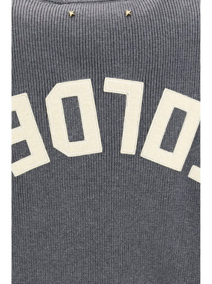 Golden Goose Cotton crewneck Sweater with back logo - Dark Grey Melange