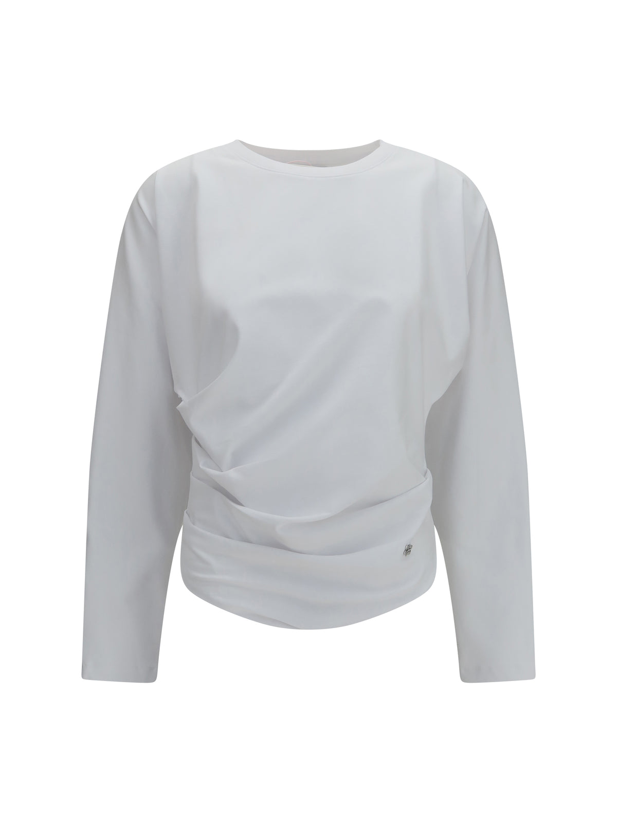 Ganni Asymmetric draped stretch cotton Top - Bright White