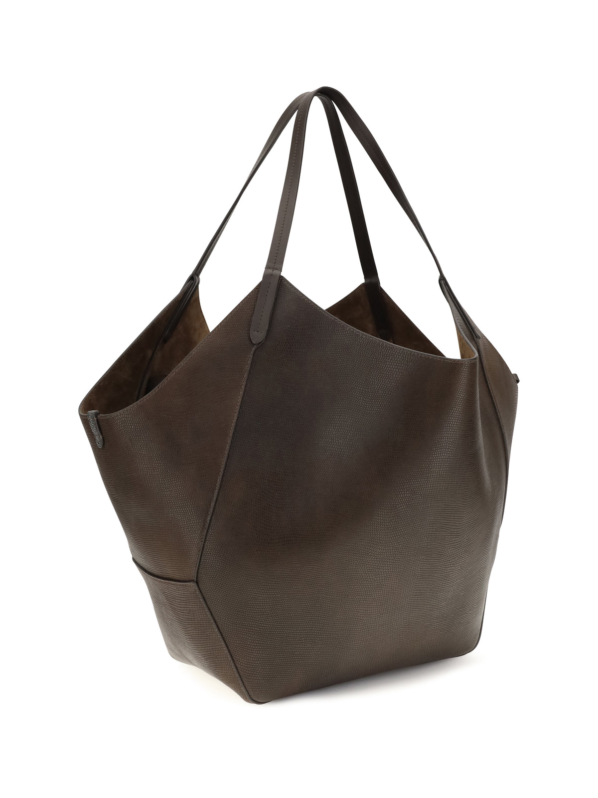 Brunello Cucinelli Leather Shopping Bag with monili detail - Testa Moro