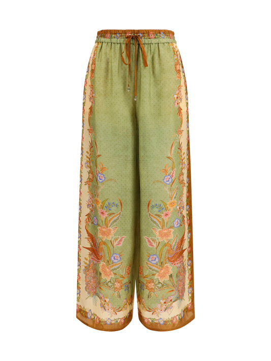 Zimmermann Indra Relaxed Pants - Khaki Scarf Floral