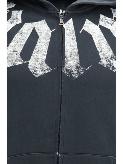 Palm Angels Hooded zip Sweatshirt - Black-Off White