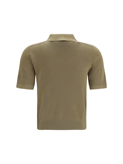 Burberry Knit Polo with Check trim - Flax