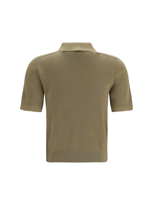 Burberry Knit Polo with Check trim - Flax