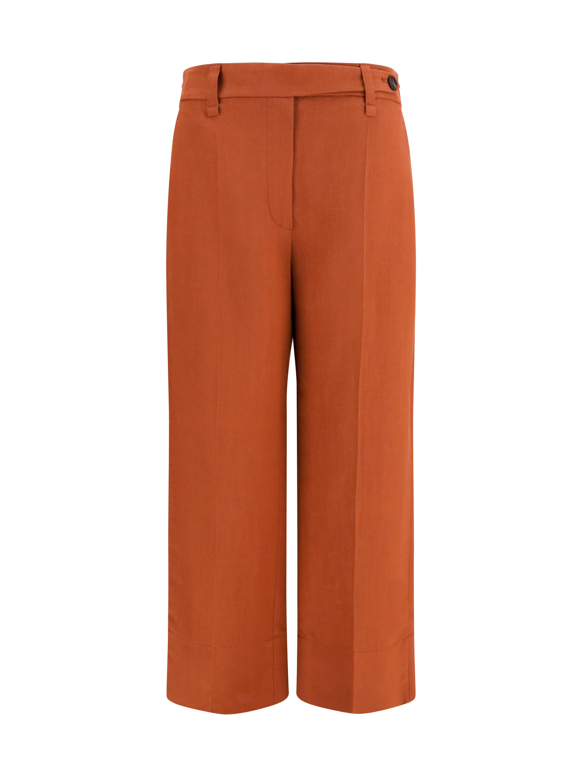 Brunello Cucinelli Cigarette Pants in fluid viscose and linen twill - Firebrick