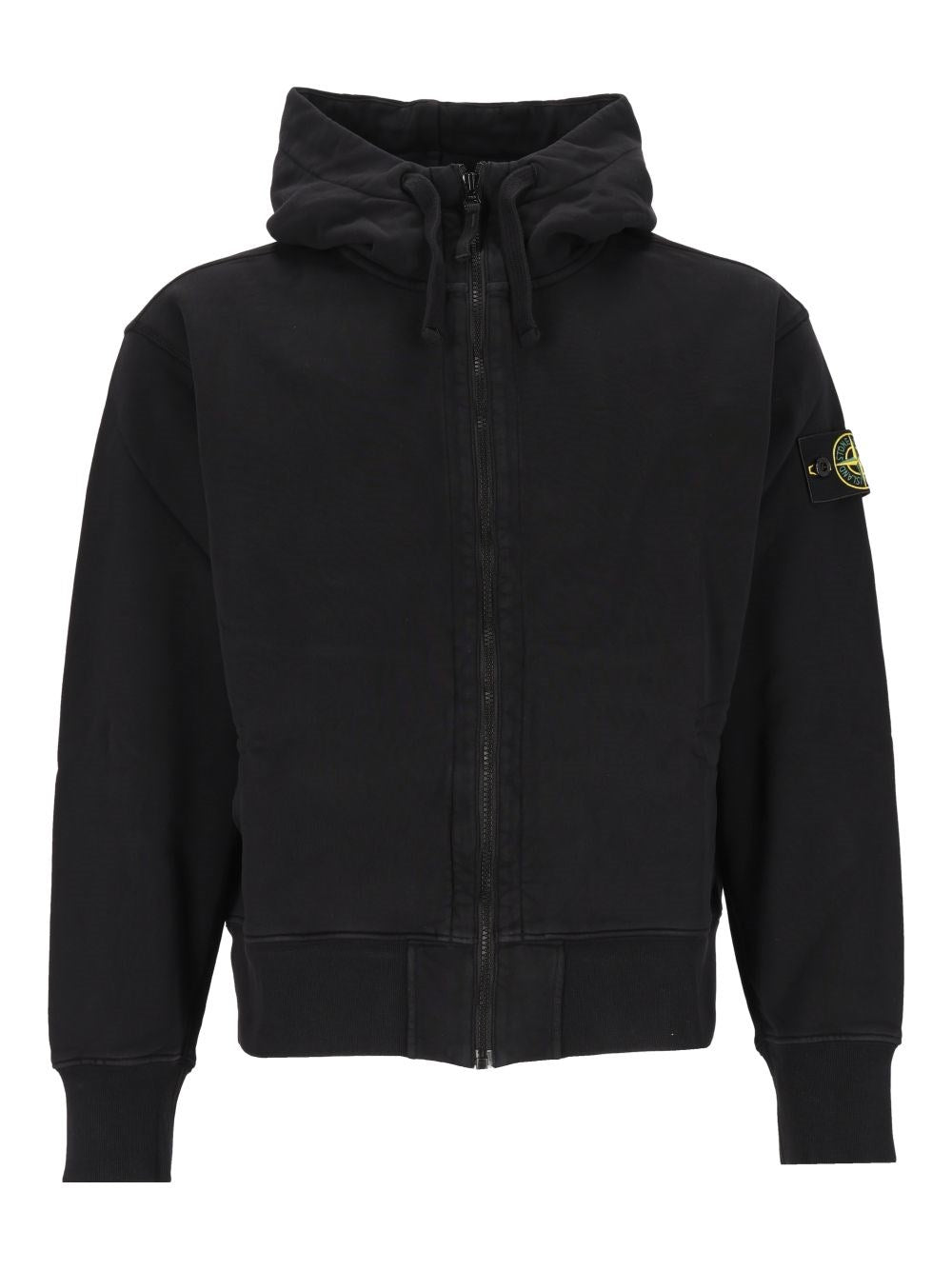 Stone Island Zip-Up Hoodie - Black