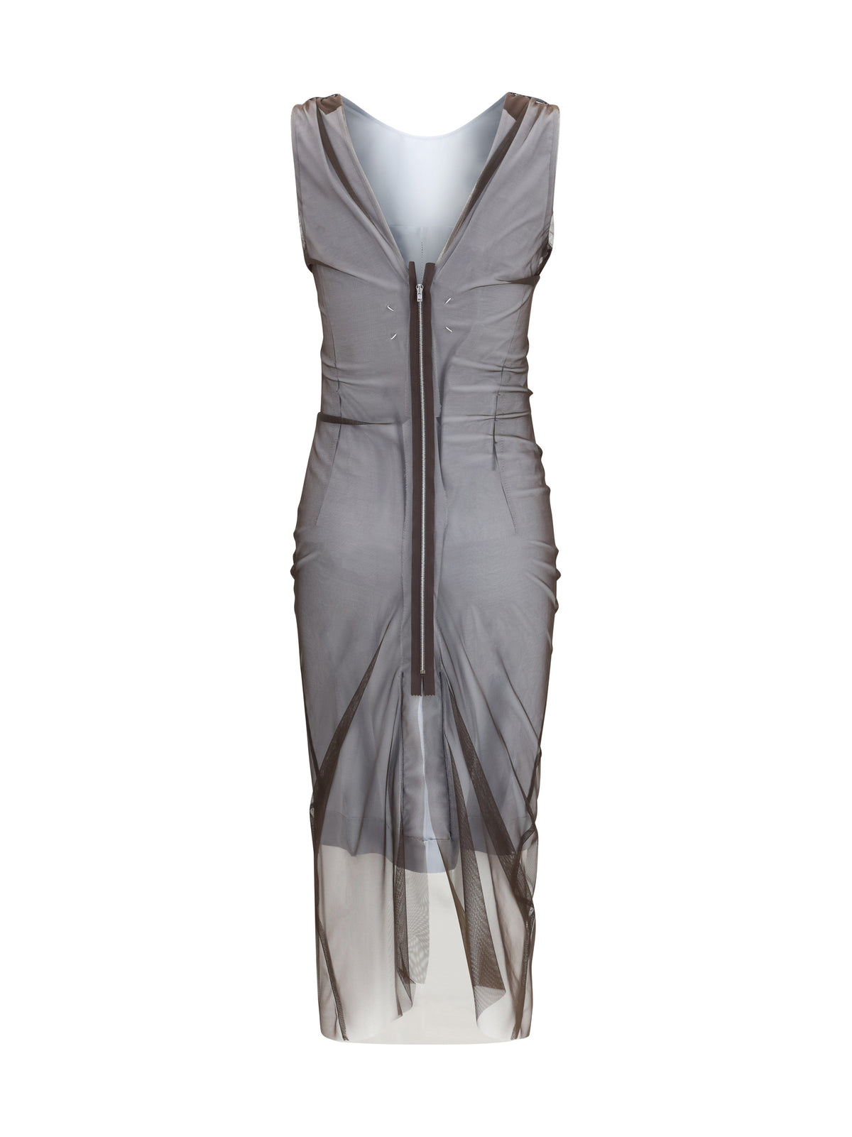 Maison Margiela Semi-sheer midi Dress - Brown/Light Grey