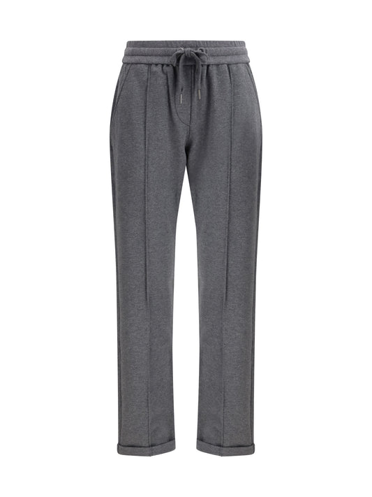 BRUNELLO CUCINELLI Track stretch-fleece Pants with monili detailing