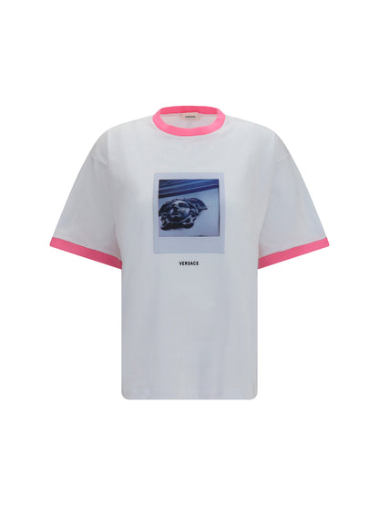 Versace Cotton jersey T-shirt - White + Guava