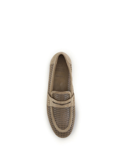 BRUNELLO CUCINELLI Sparkling Net leather Loafers