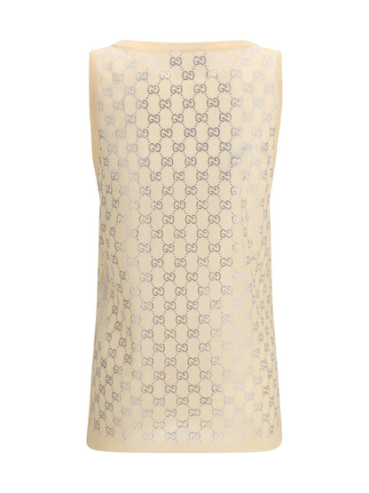 GUCCI Sleeveless Top with all-over glittering GG logo
