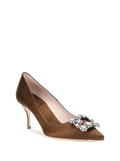 Roger Vivier Efflorescence satin Pumps - Cacao