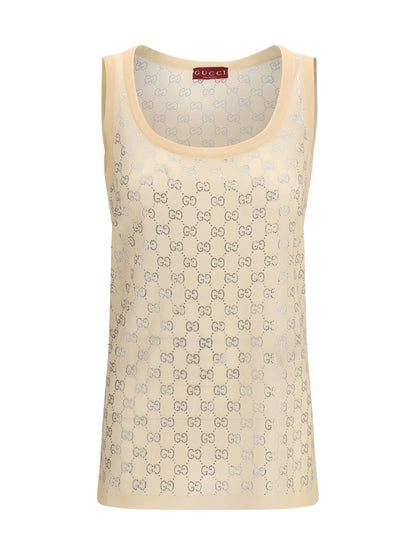 GUCCI Sleeveless Top with all-over glittering GG logo