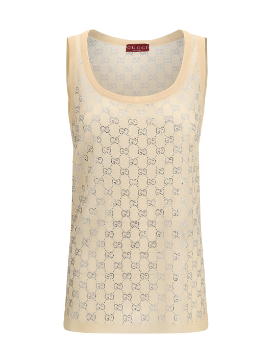 GUCCI Sleeveless Top with all-over glittering GG logo