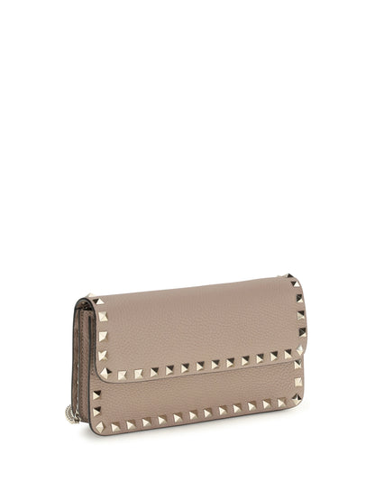 Valentino Garavani Rockstud Chain Wallet - Poudre
