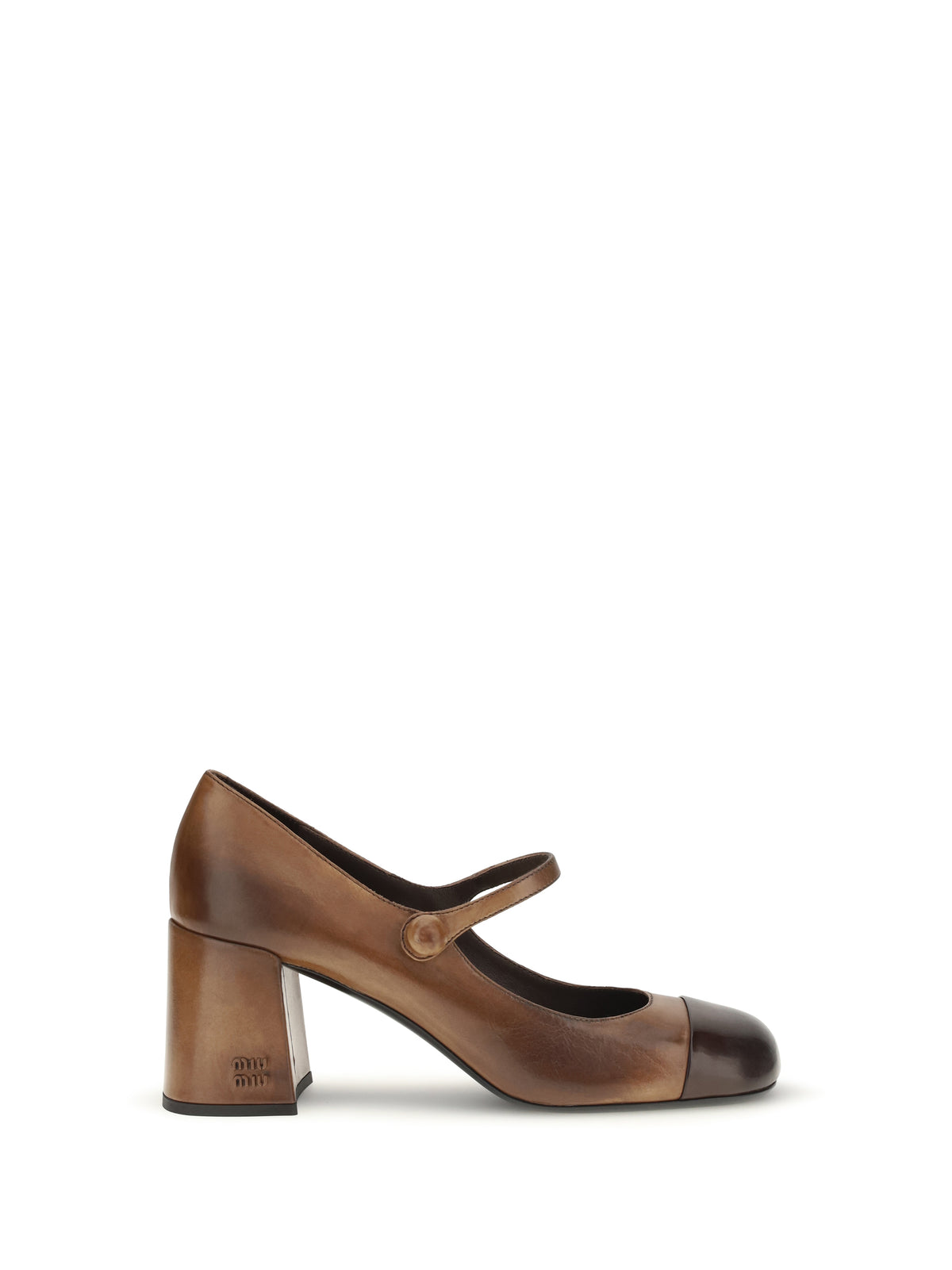 Miu Miu Leather Mary Jane Ballerinas - Cognac+Moro