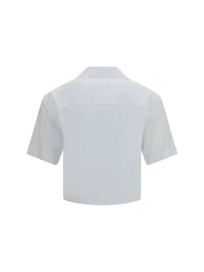 Versace Cropped cotton poplin Shirt - Optical White