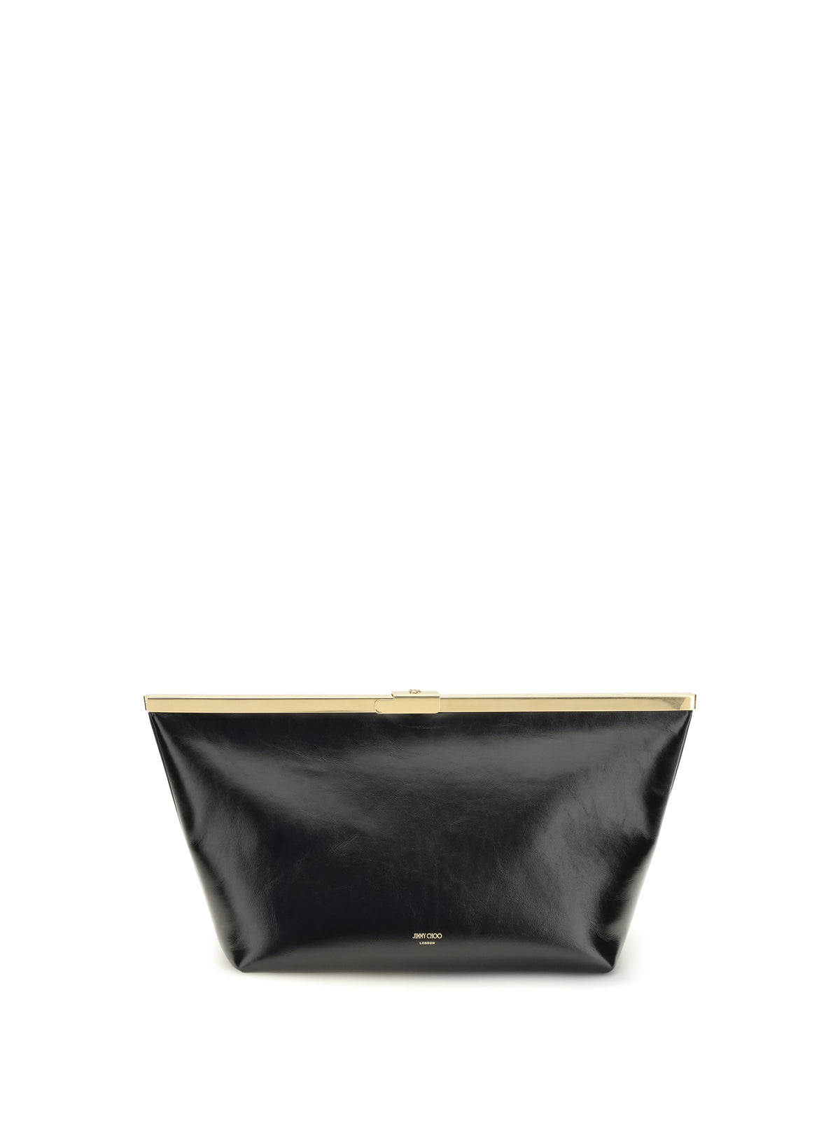 Jimmy Choo Large Ganache Biker Leather Clutch - Black/Gold
