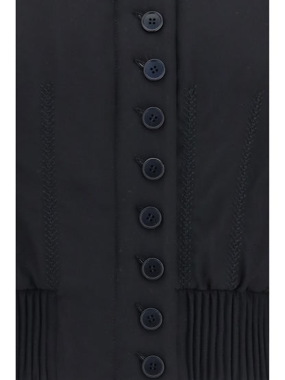 Alexander Mcqueen Buttoned Bomber Jacket with visible stitching - Black