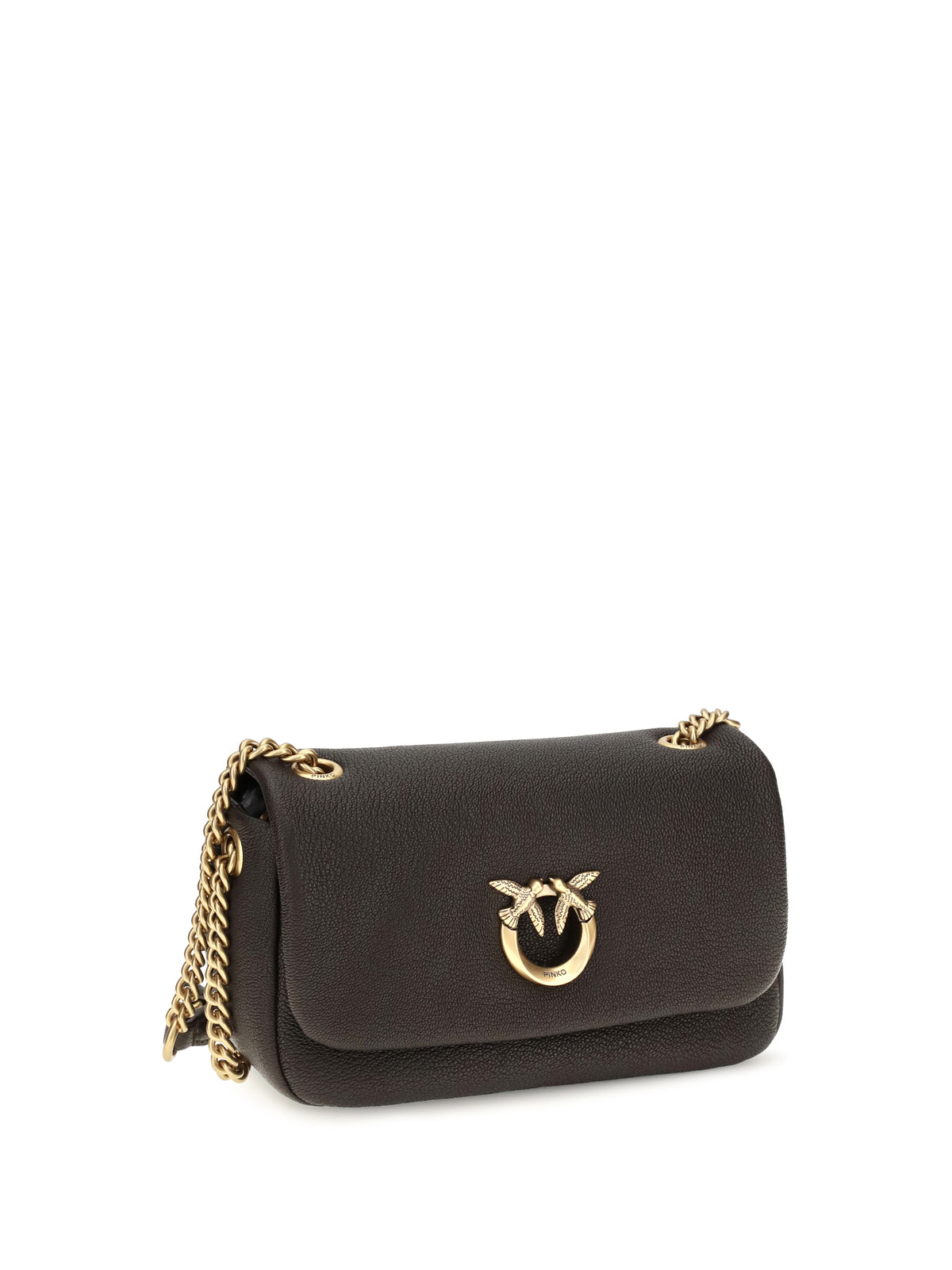 Pinko Medium Love Bag Click Soft Horizontal Shoulder Bag - Brown Marasca-Antique Gold