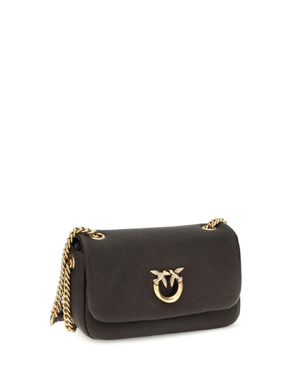 Pinko Medium Love Bag Click Soft Horizontal Shoulder Bag - Brown Marasca-Antique Gold