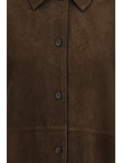 Toteme Suede Shirt Jacket - Bark