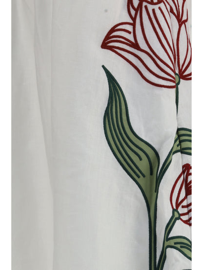 Farm Rio Floral embroidered Skirt - Off White