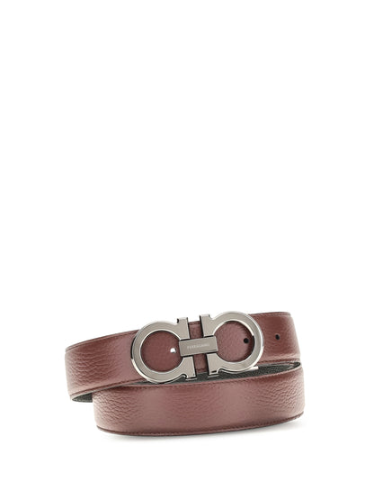 Ferragamo Reversible and adjustable Gancini Belt - Brown Stone