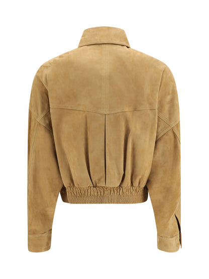 Versace Suede Blouson Jacket - Natural