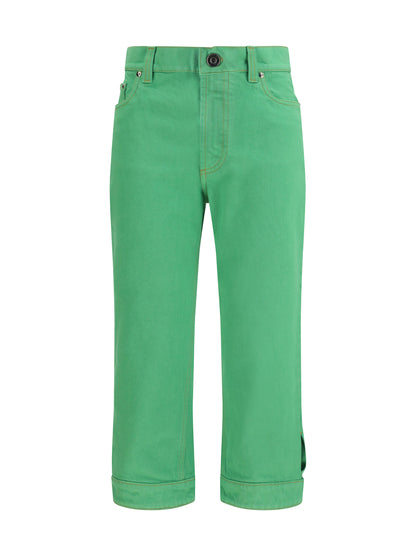 VERSACE Cropped cotton denim Jeans