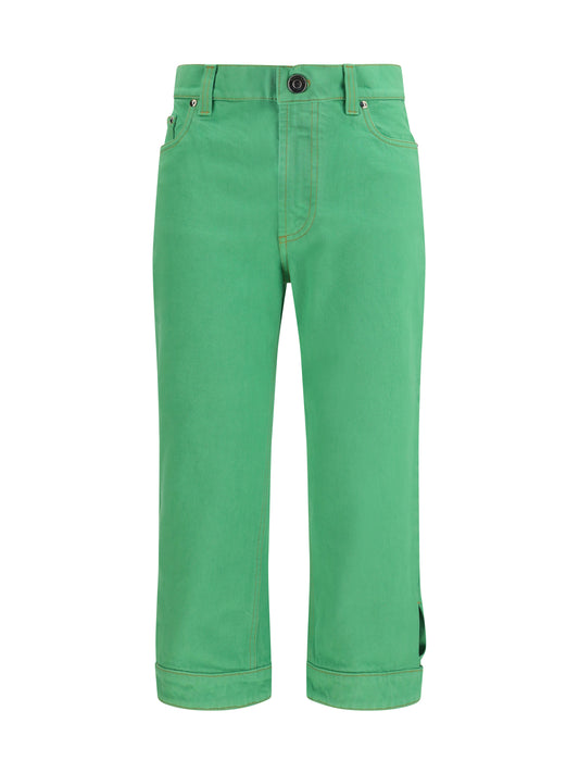 VERSACE Cropped cotton denim Jeans