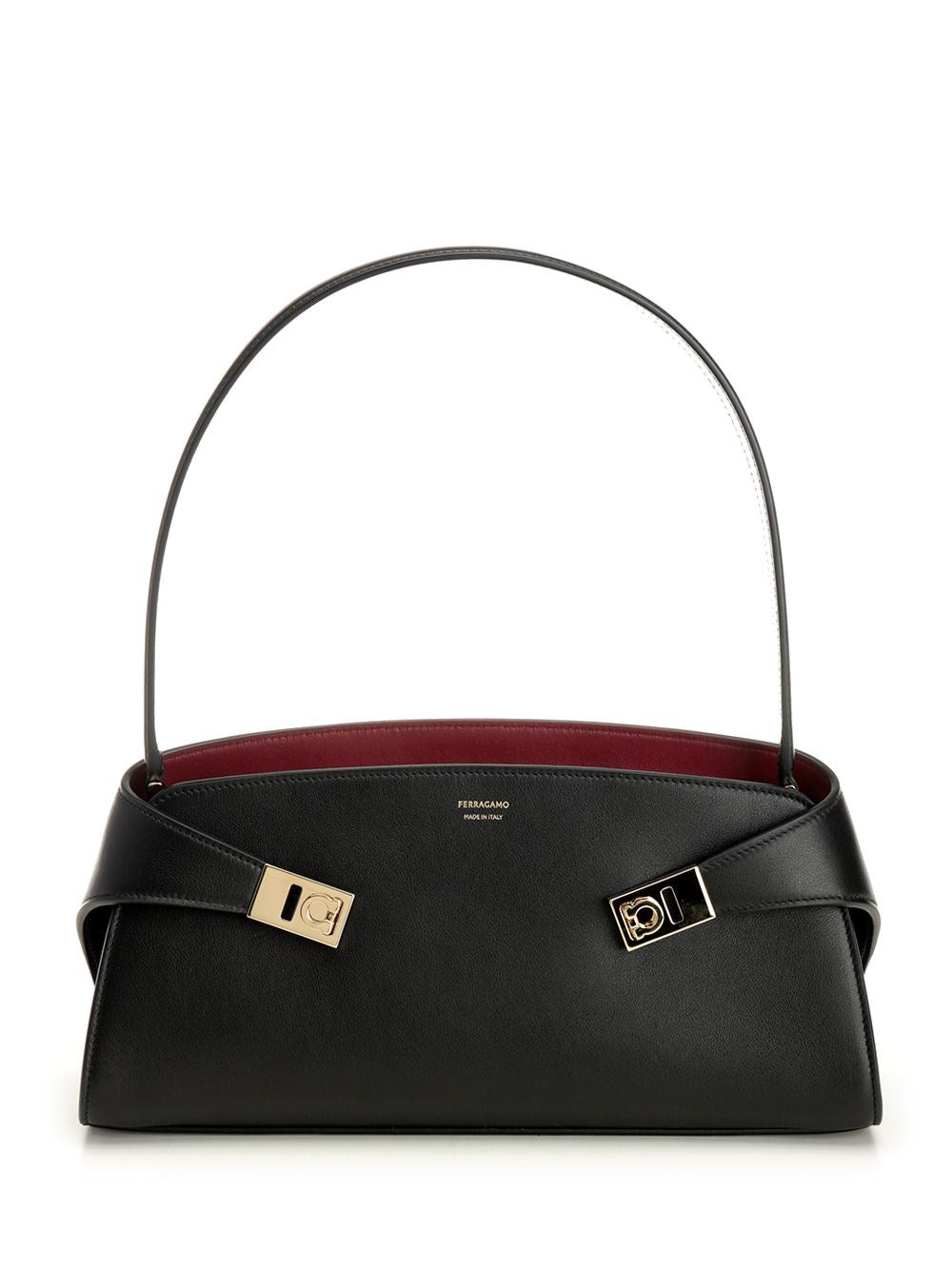 Ferragamo Hug Leather Shoulder Bag - Black