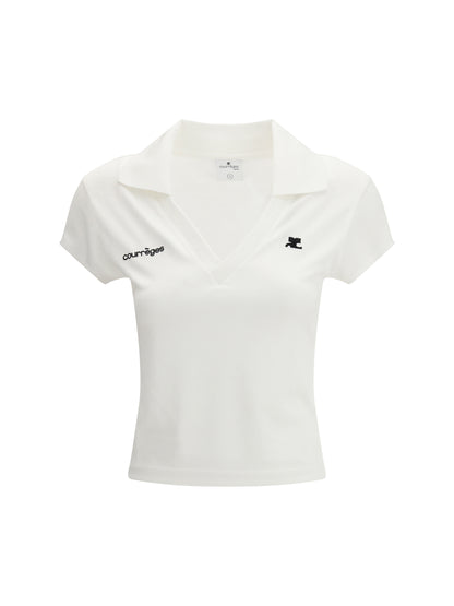 Courrèges Cotton logo Polo - Heritage White/Heritage W