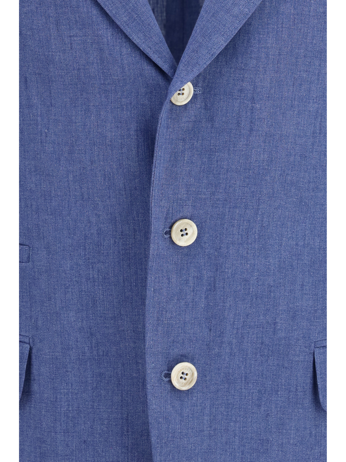 Brunello Cucinelli Deconstructed single-breasted Jacket in mélange linen - Denim