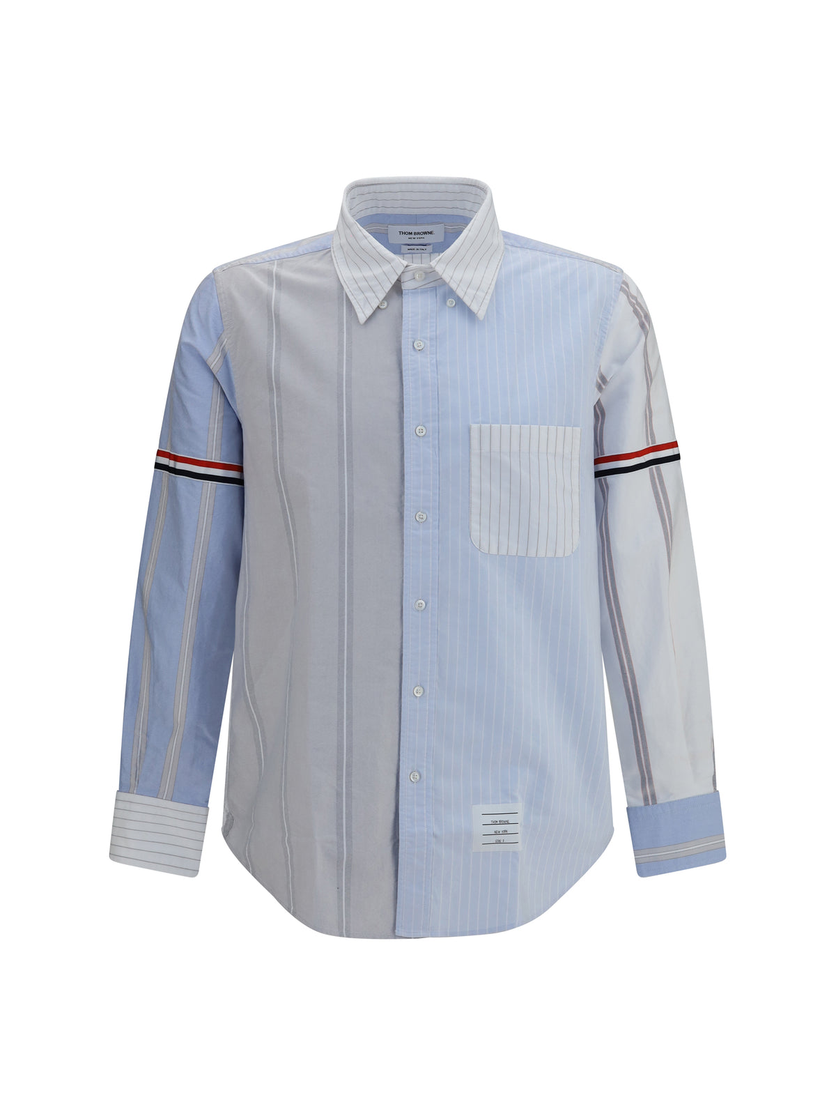 Thom Browne Funmix Striped Oxford Shirt - Light Blue