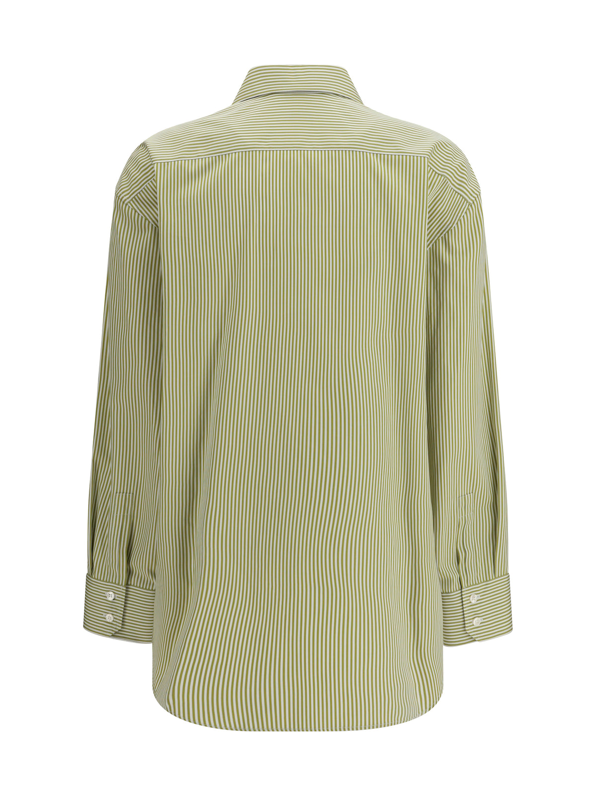 Saint Laurent Vertical Striped Button Shirt - Olive