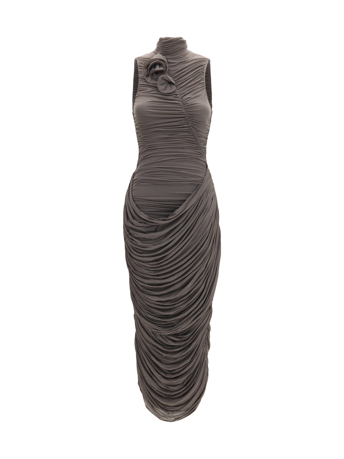 Magda Butrym Draped high-neck midi Dress - Brown