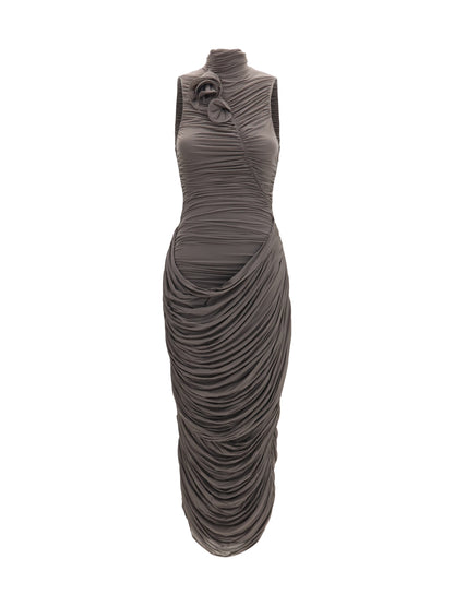 Magda Butrym Draped high-neck midi Dress - Brown