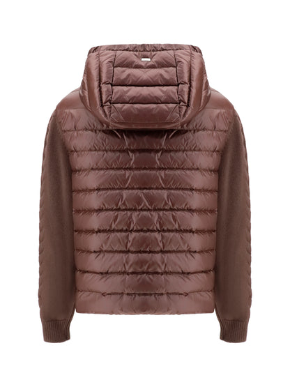 Herno Down Jacket with wool sleeves - Fondente