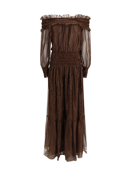 SELF-PORTRAIT Georgette off shoulder maxi Dress