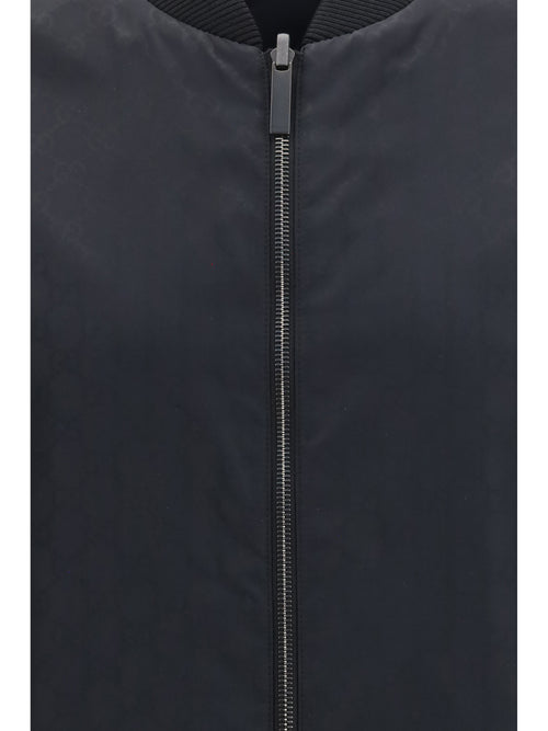 Gucci Reversible zip Jacket in lightweight silk faille - Black