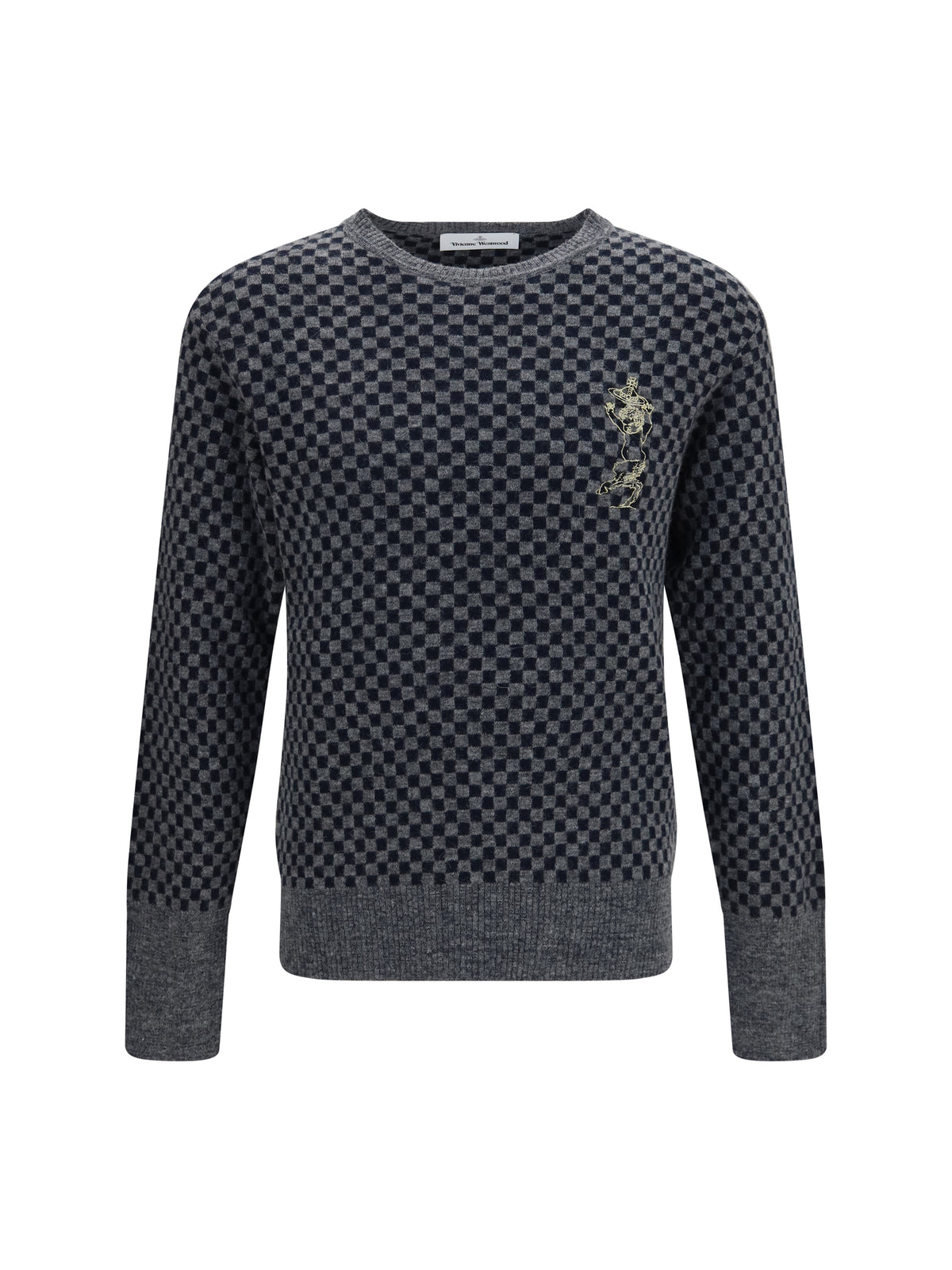 Vivienne Westwood Checkmate alpaca and cotton-blend Sweater - Grey Melange/Navy