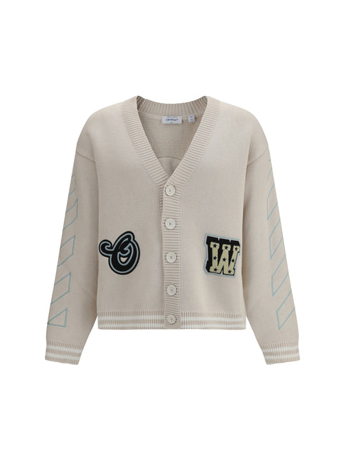 Off-White Star Logo Diagonal Varsity Cardigan - Cream