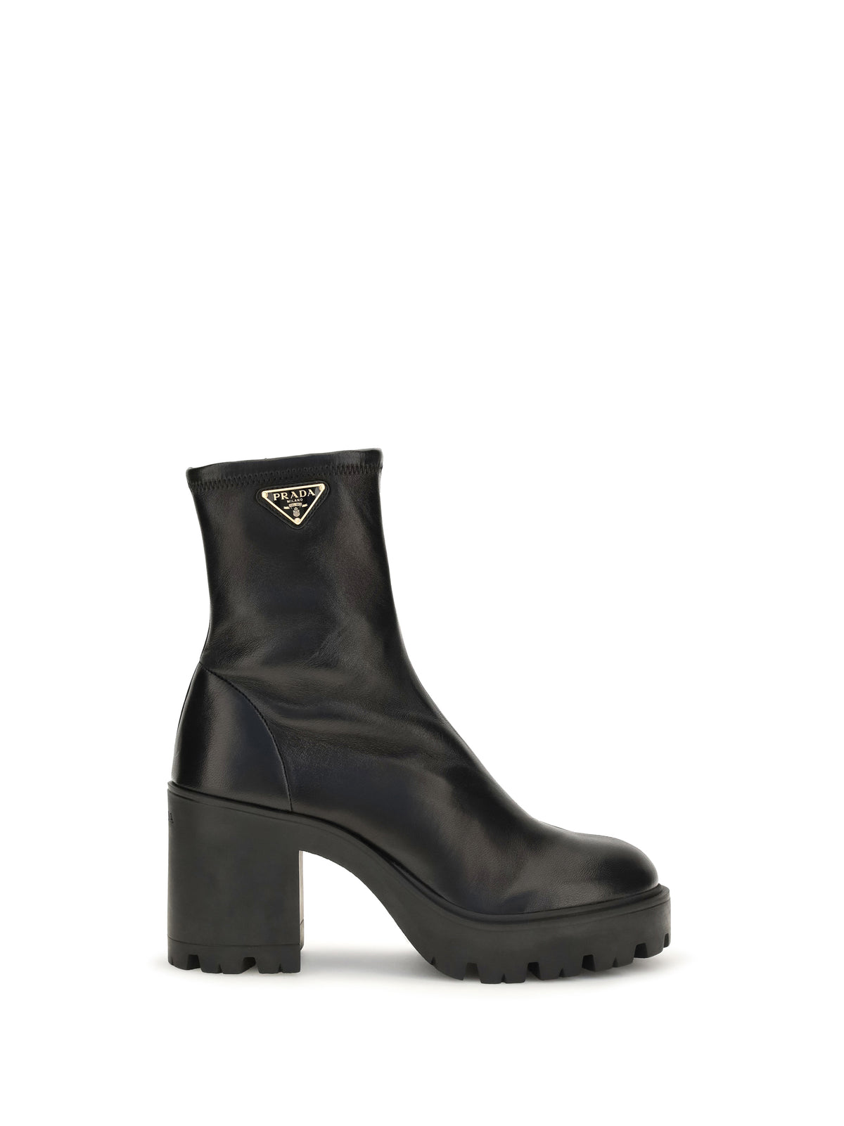 Prada Stretch leather platform ankle Boots - Black