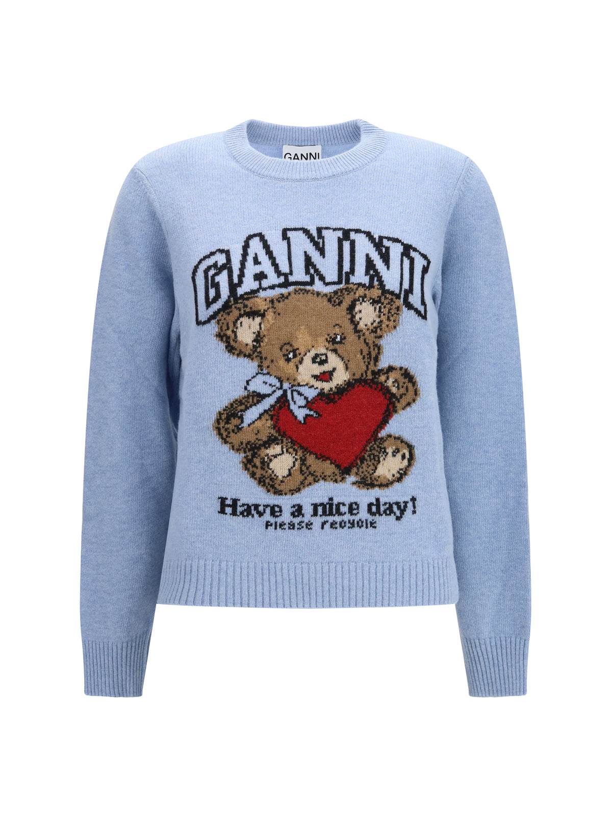 Ganni Wool graphic Sweater - Baby Blue