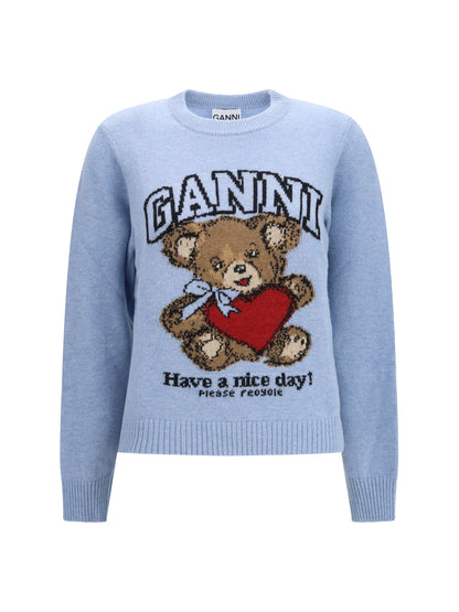 Ganni Wool graphic Sweater - Baby Blue