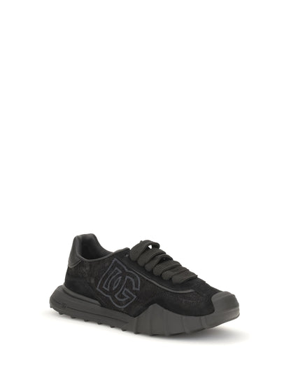 Dolce & Gabbana Leather and lace Sneakers - Black/Black