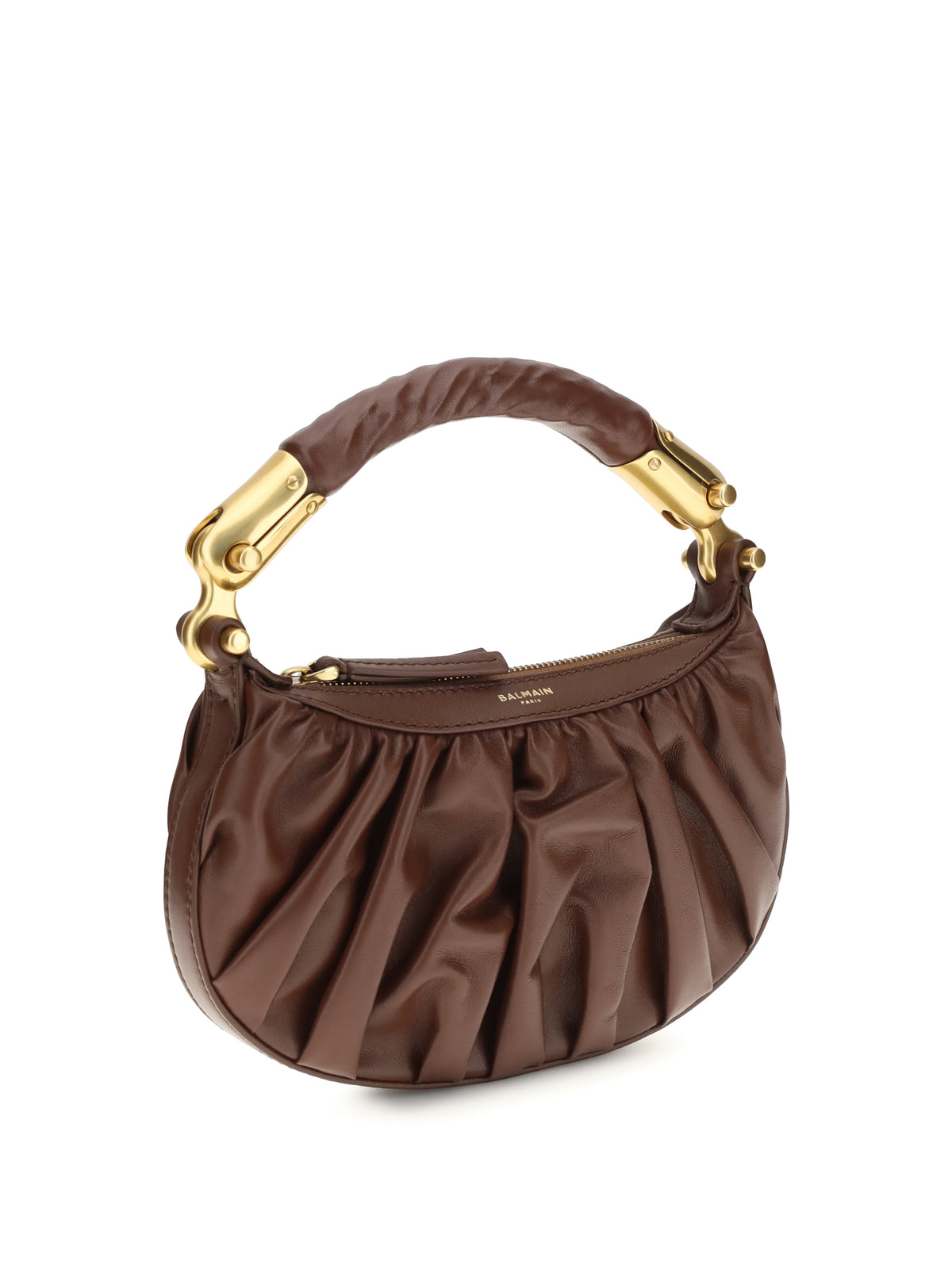 Balmain Ébène mini Bag in calfskin leather - 8gm Marron Foncé