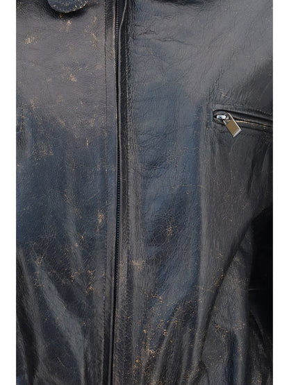 Magda Butrym Vintage leather Jacket with drawstring - Vntg Black