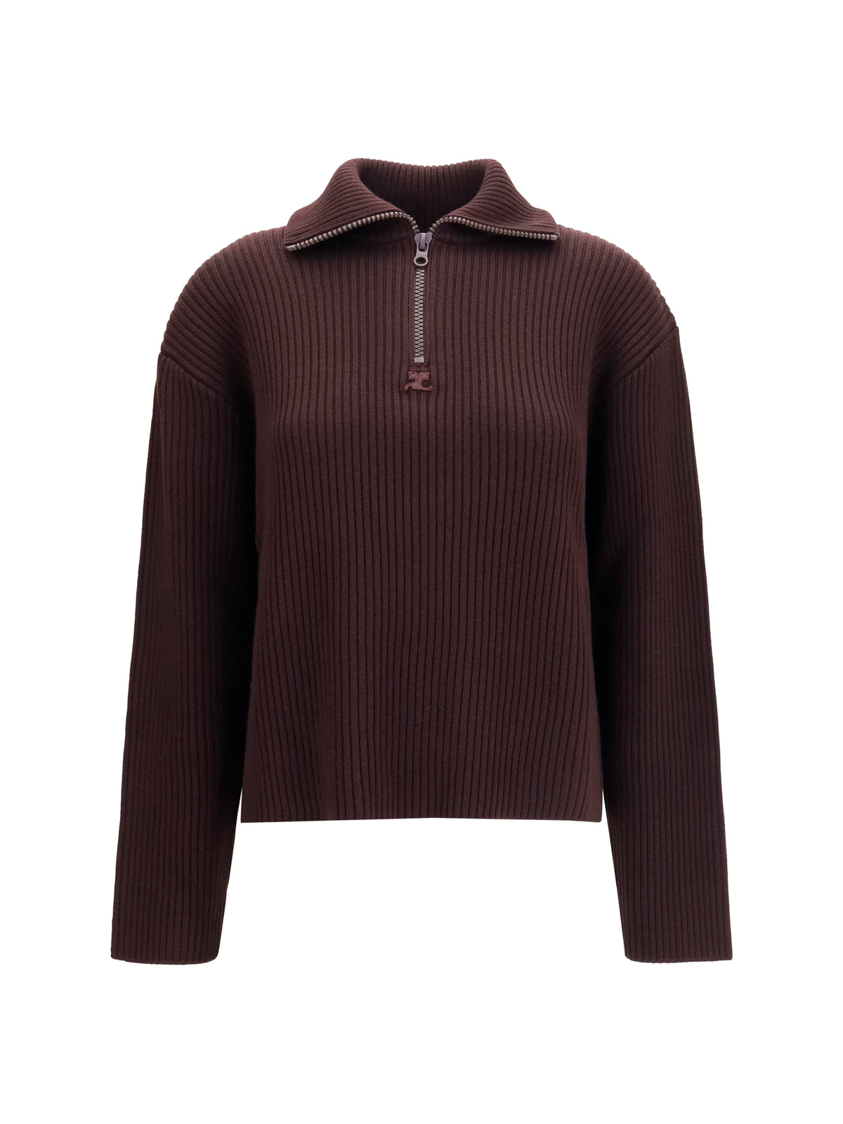 Courrèges Ribbed zip Sweater - Burnt Red